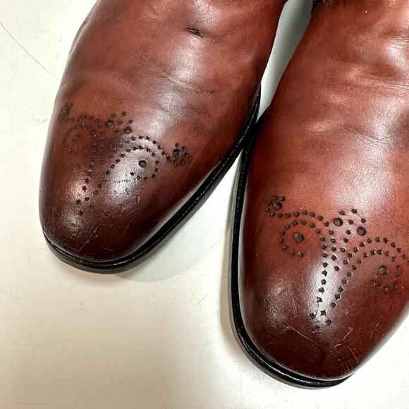 GUC Edward Green Monk Strap Burgundy Calf Medallion Toe Made in England VTG 9 main image 4